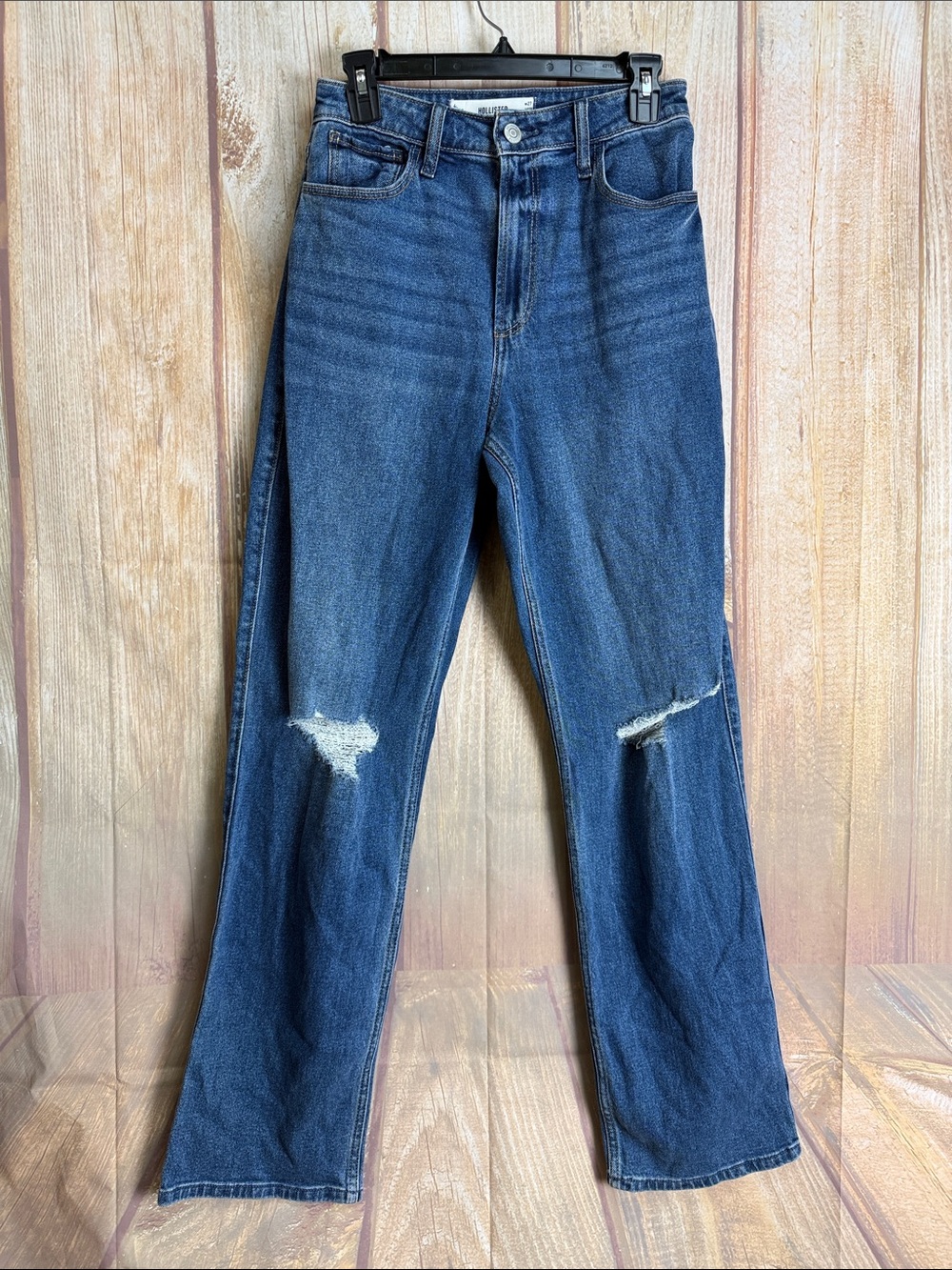 NWT Hollister Curvy Ultra Rise Dad Jean in Distressed Denim Size 4L